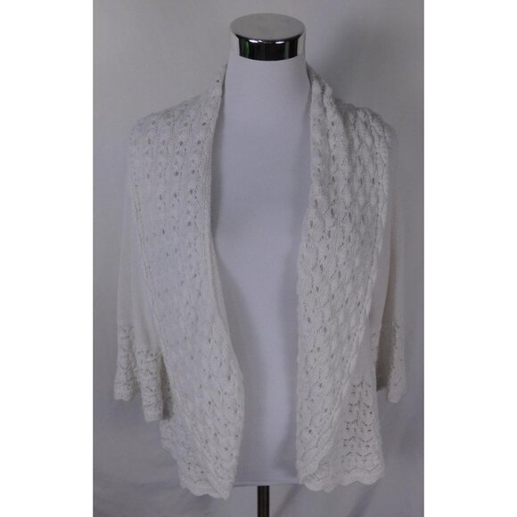 SALE Croft & Barrow White Open-Front Knit Cardigan Sweater PS Cottagecore - Picture 1 of 11